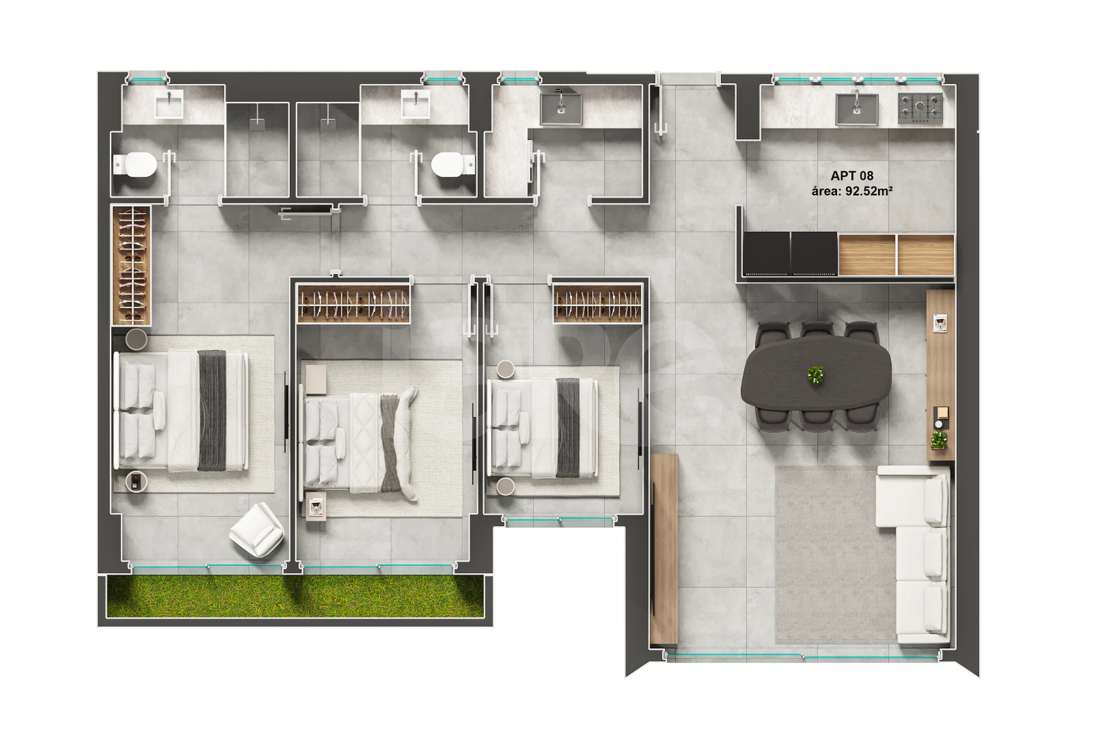 Planta — Apartamento 92,52 m²