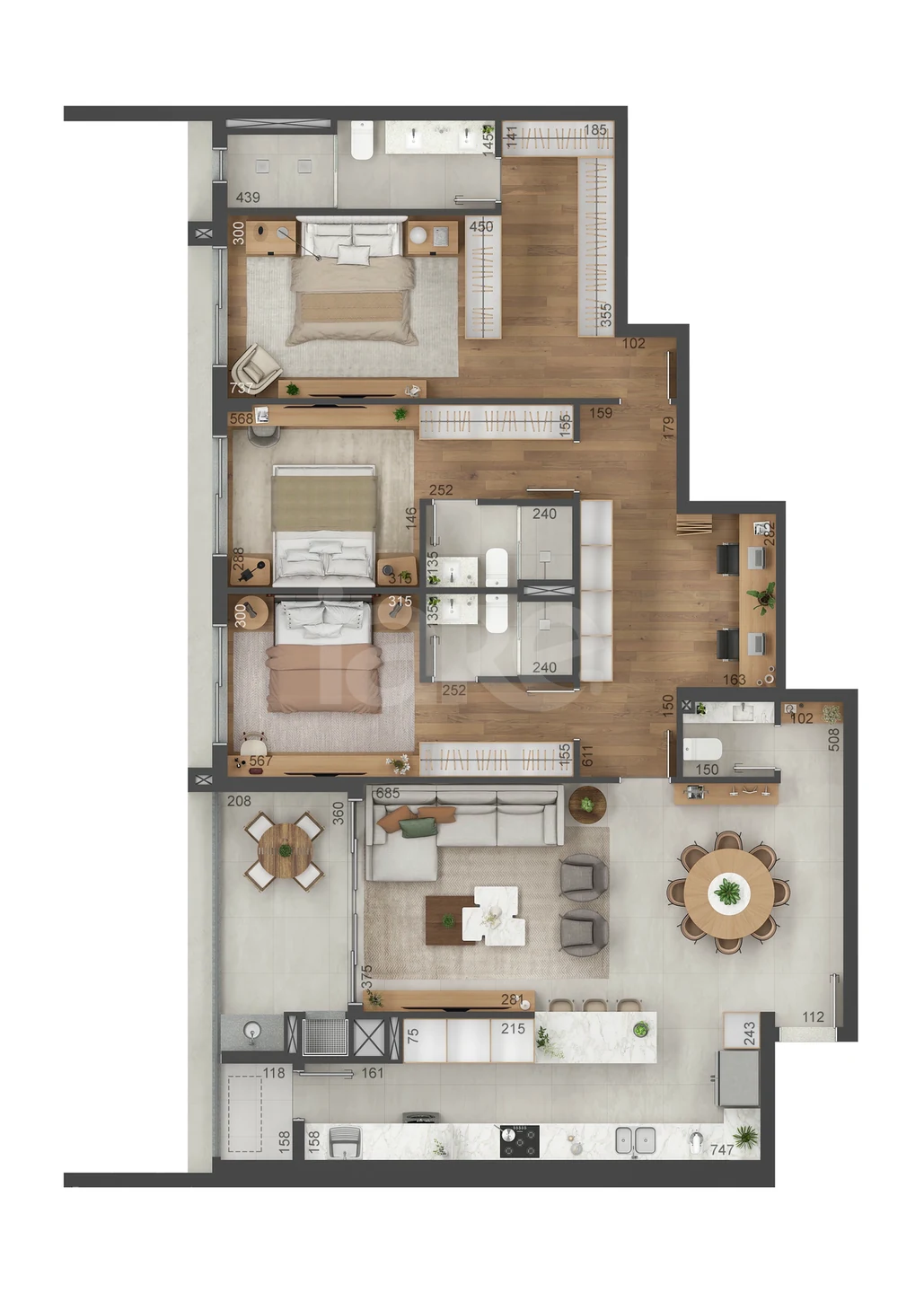 Planta — Apartamento 156,49 m²