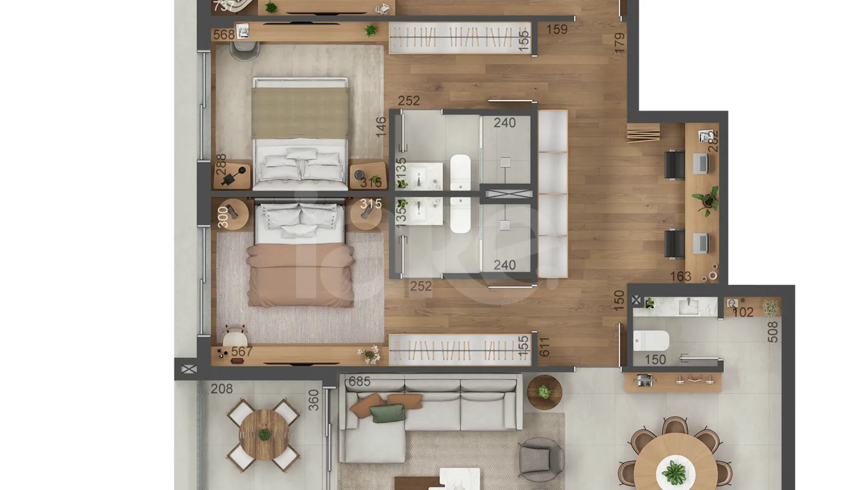 Planta — Apartamento 156,49 m²