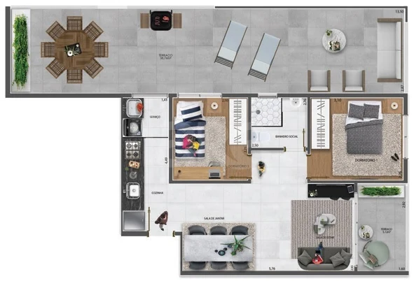 Planta — Garden 94 m²