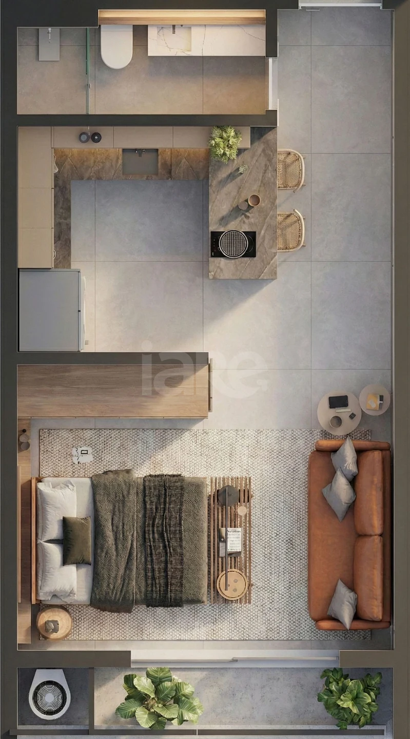 Planta — Studio 35,82 m²