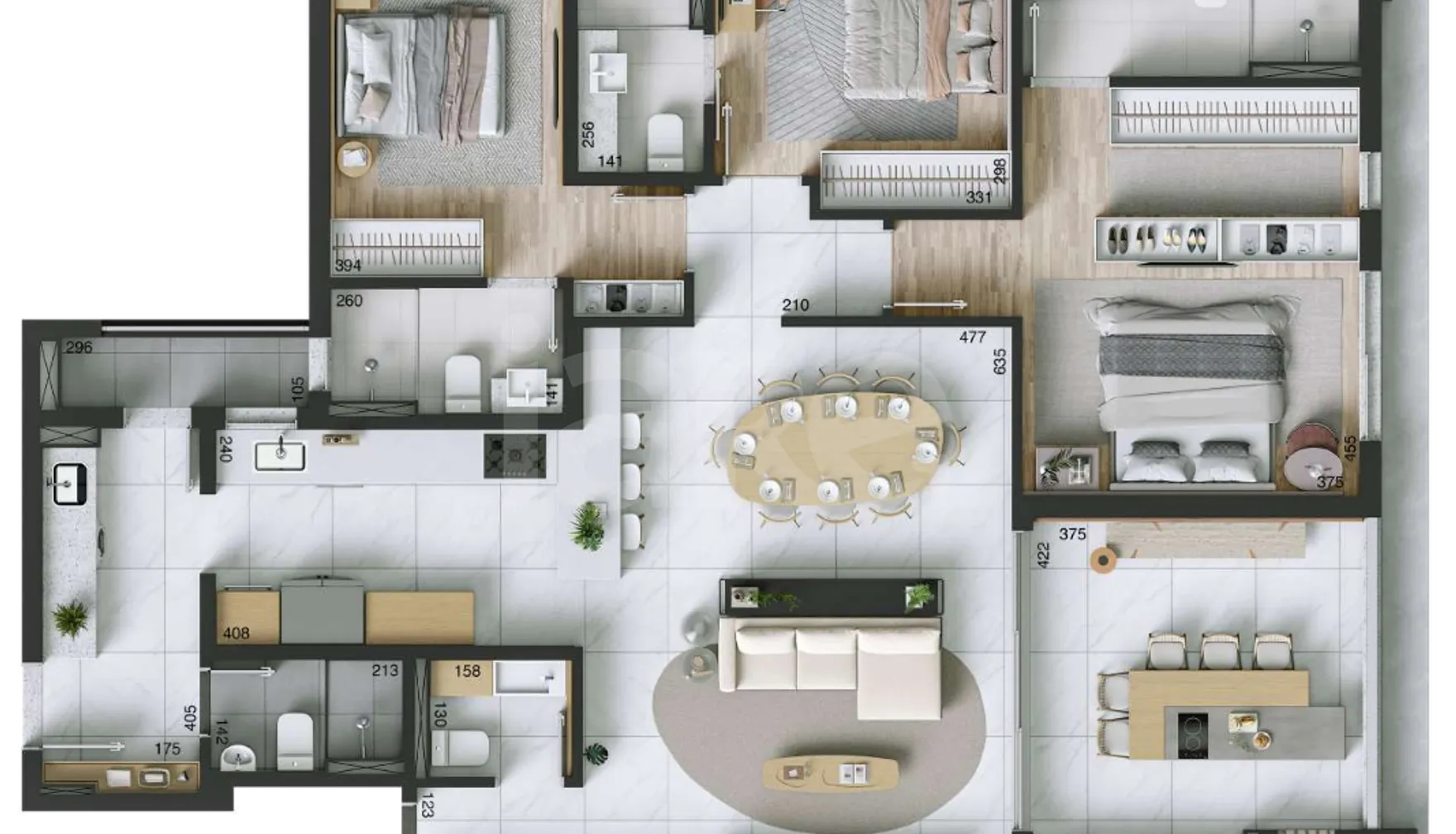 Planta — Cobertura Duplex 195,84 m²