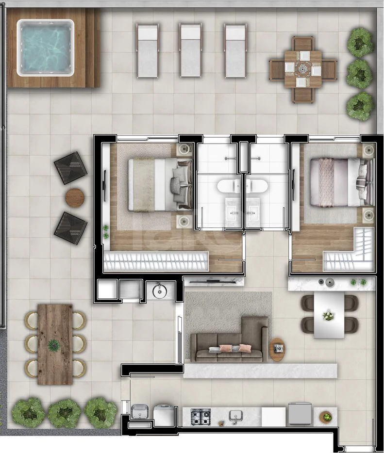 Planta — Apartamento 135,9 m² · 1º pavimento