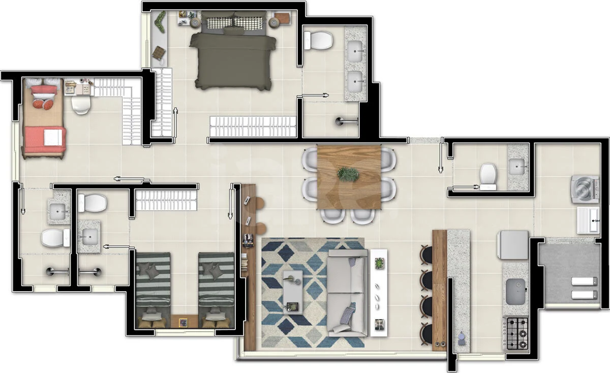 Planta — Apartamento 97,9 m²