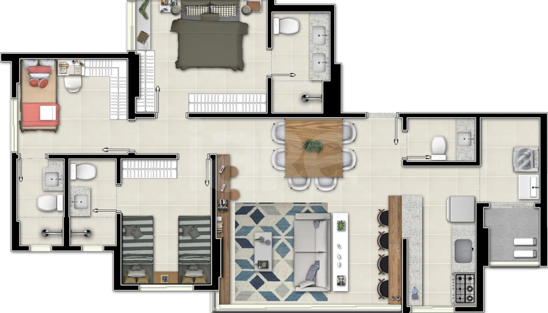 Planta — Apartamento 97,9 m²