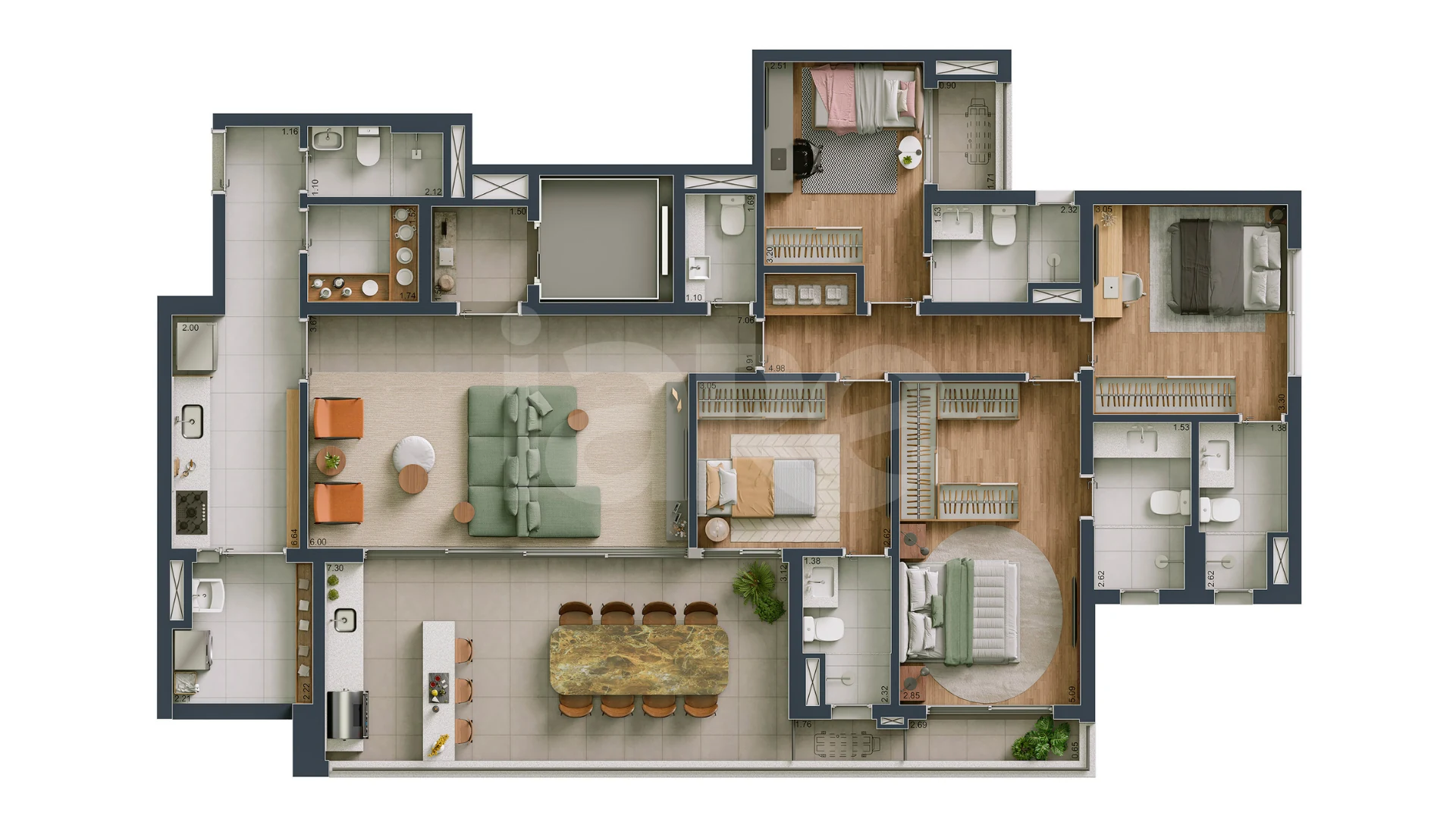 Planta — Apartamento 166,93 m²