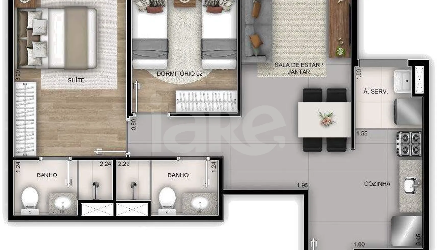 Planta — Apartamento 55 m²
