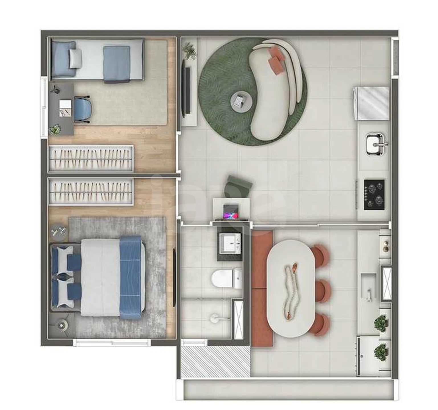 Planta — Apartamento 35,7 m²