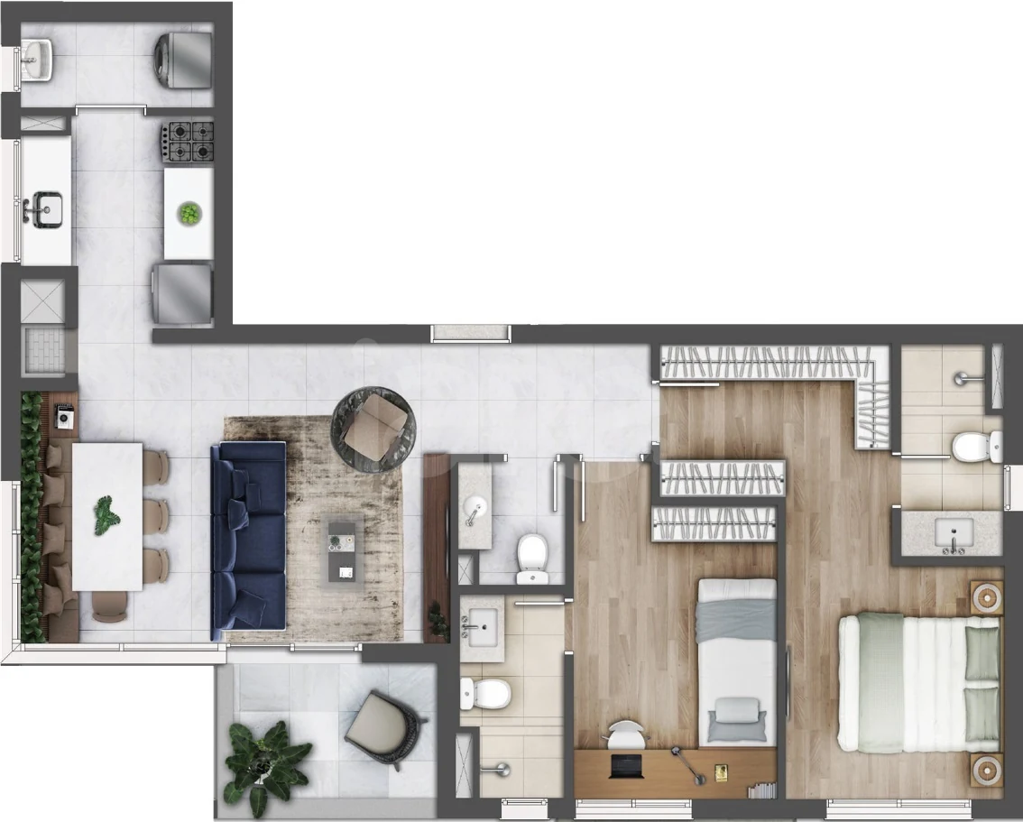 Planta — Apartamento 79,44 m²
