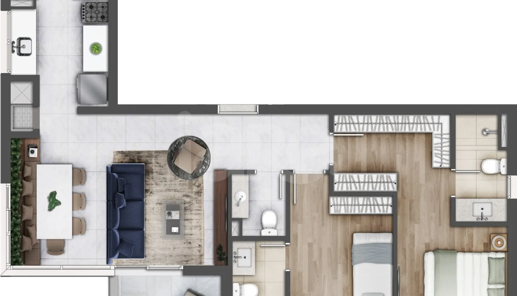 Planta — Apartamento 79,44 m²