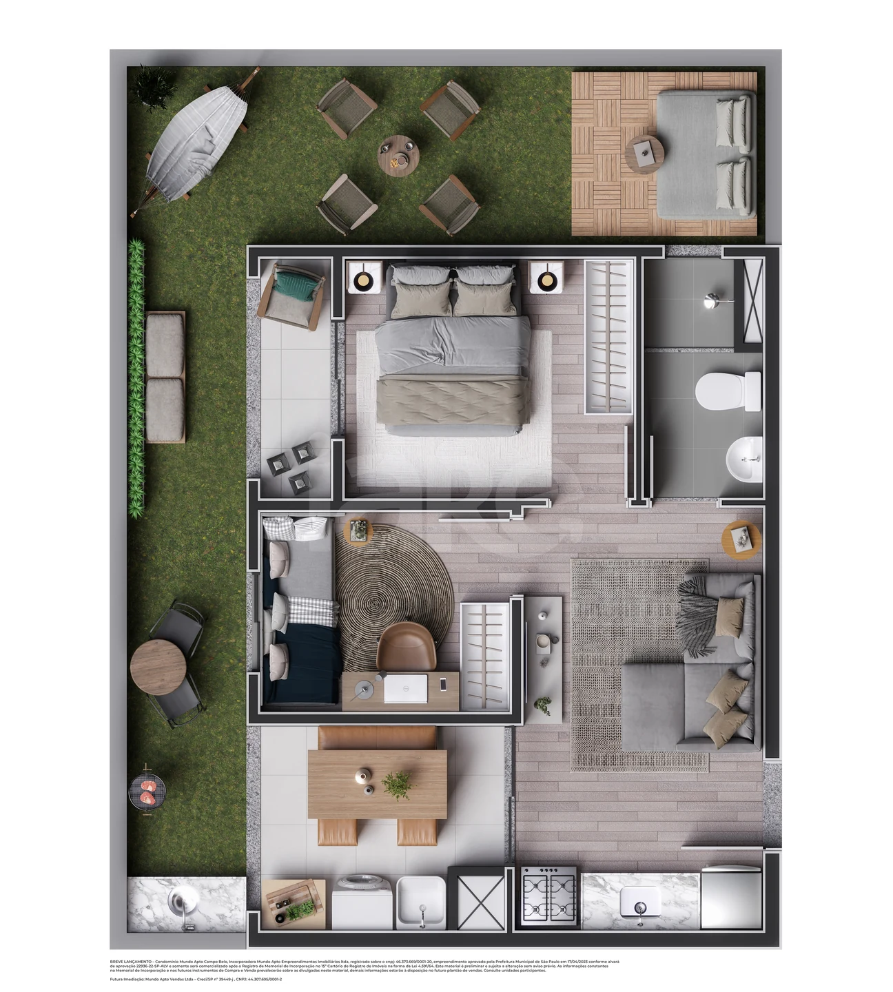 Planta — Garden 47,8 m²