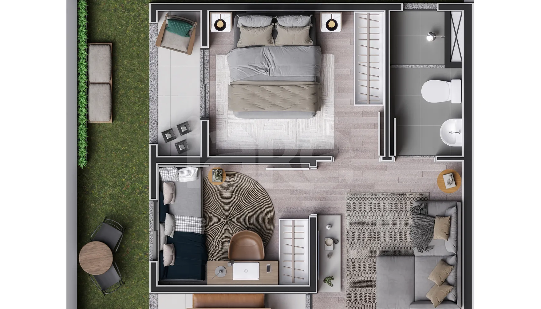 Planta — Garden 47,8 m²