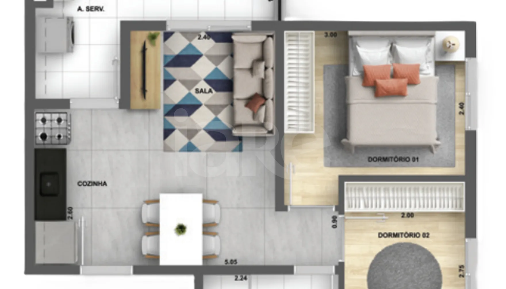 Planta — Apartamento 42 m²
