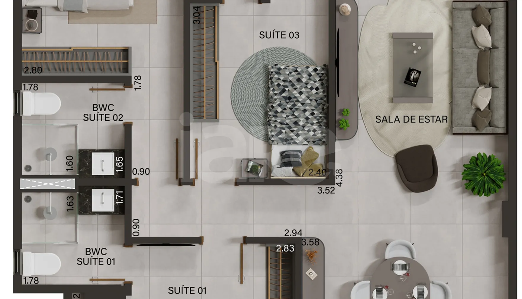Planta — Apartamento 108,71 m²