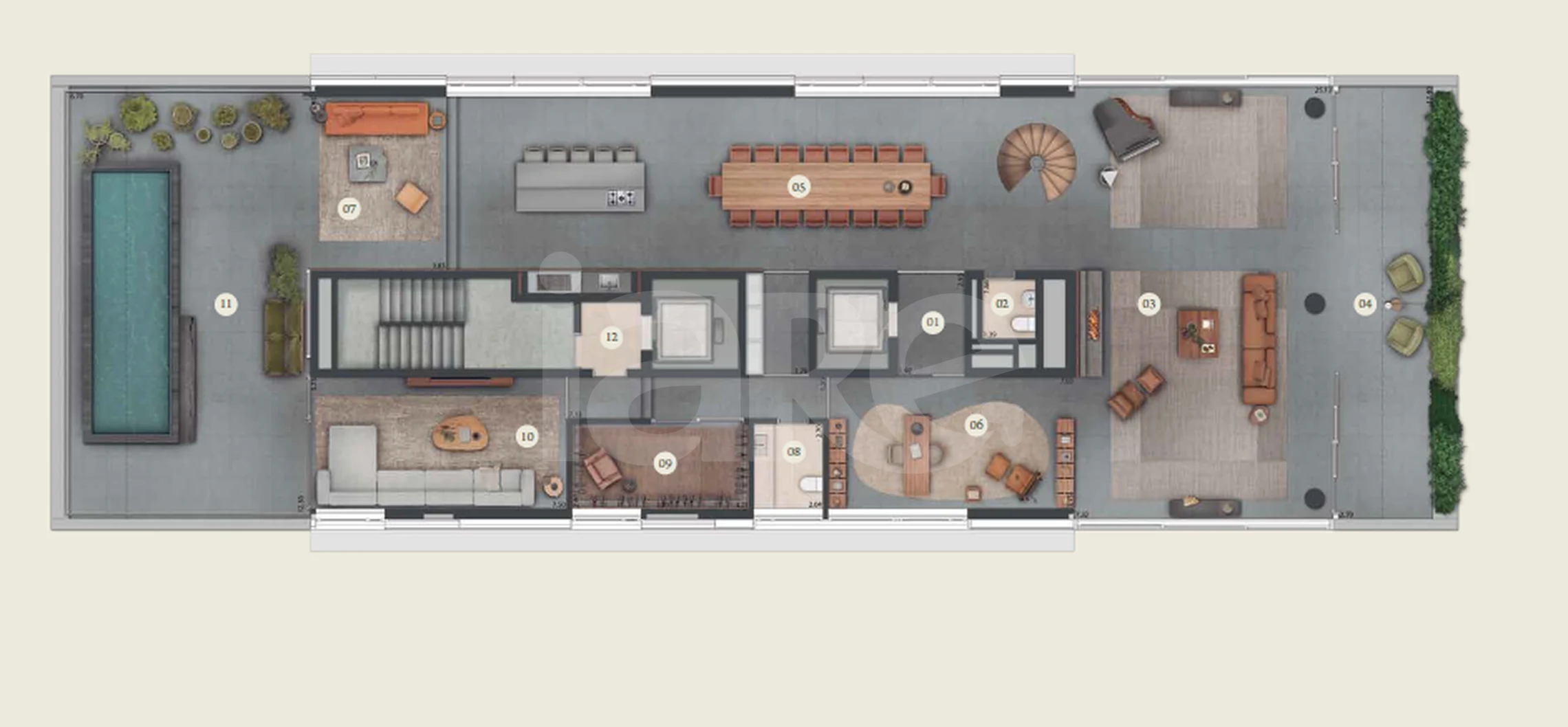 Planta — Cobertura Duplex 968,21 m²