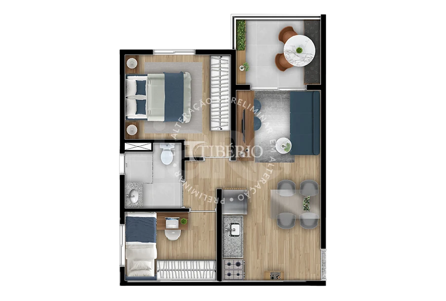 Planta — Apartamento 39,5 m²