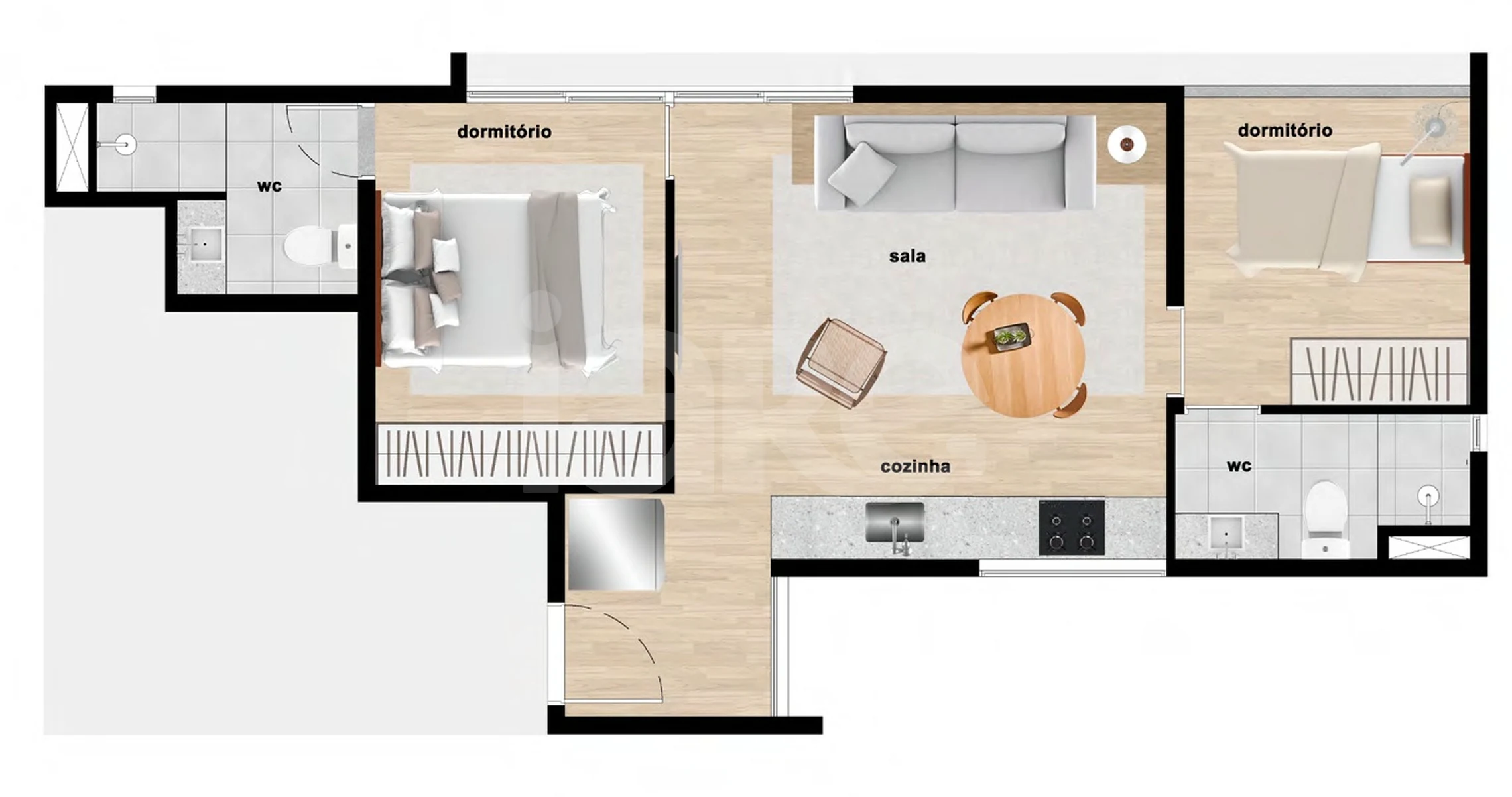Planta — Apartamento 47,08 m²