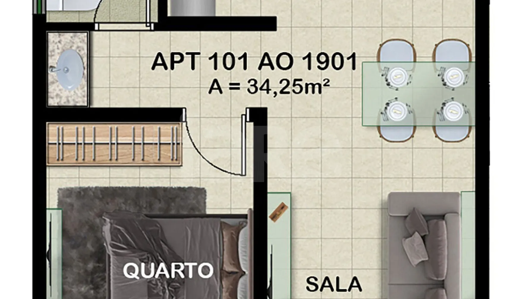 Planta — Apartamento 33,66 m²