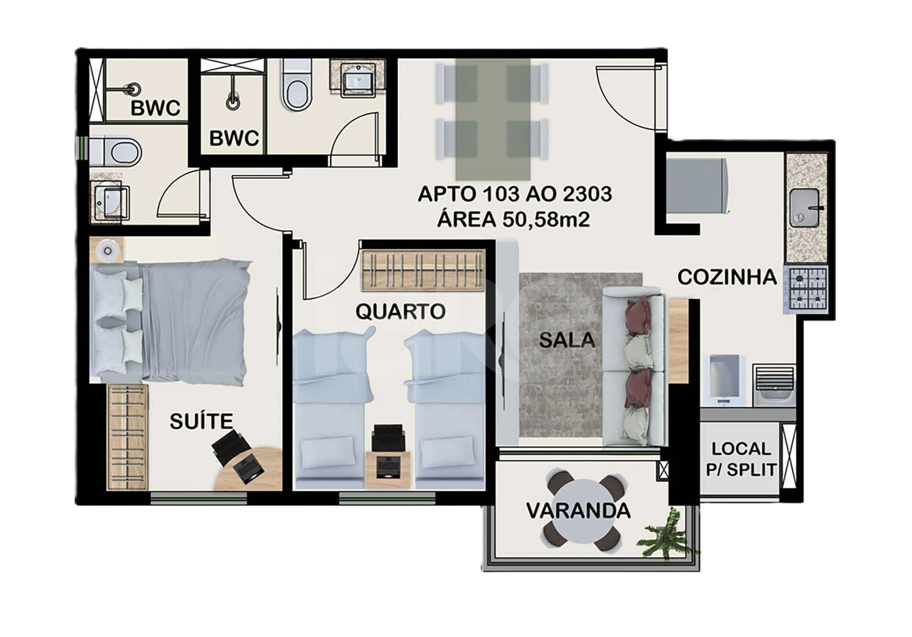 Planta — Apartamento 50,9 m²
