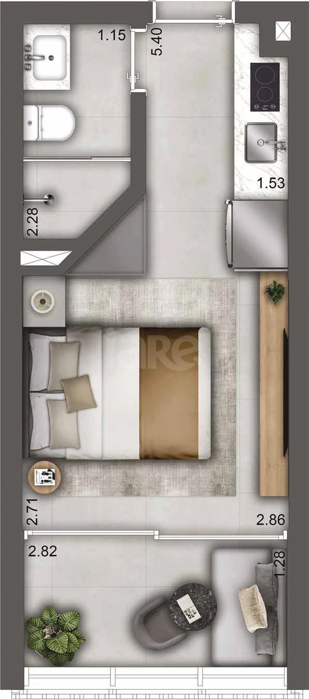 Planta — Studio 22,15 m²