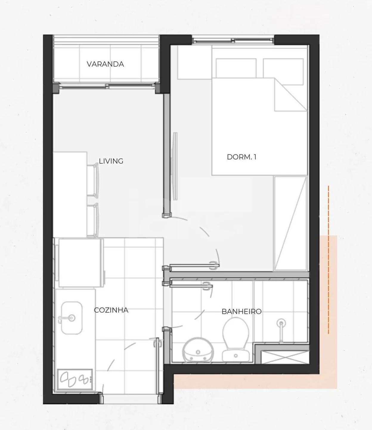 Planta — Studio 16,7 m²
