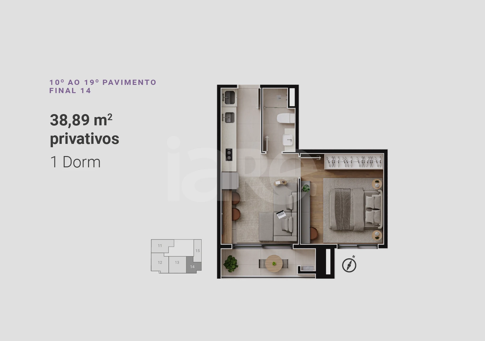 Planta — Apartamento 38,89 m²