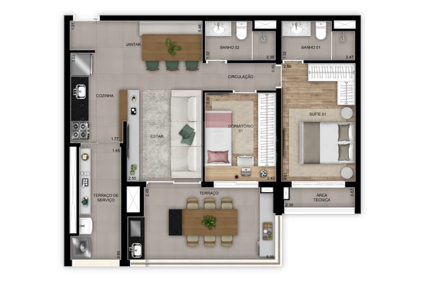 Planta — Apartamento 79 m²