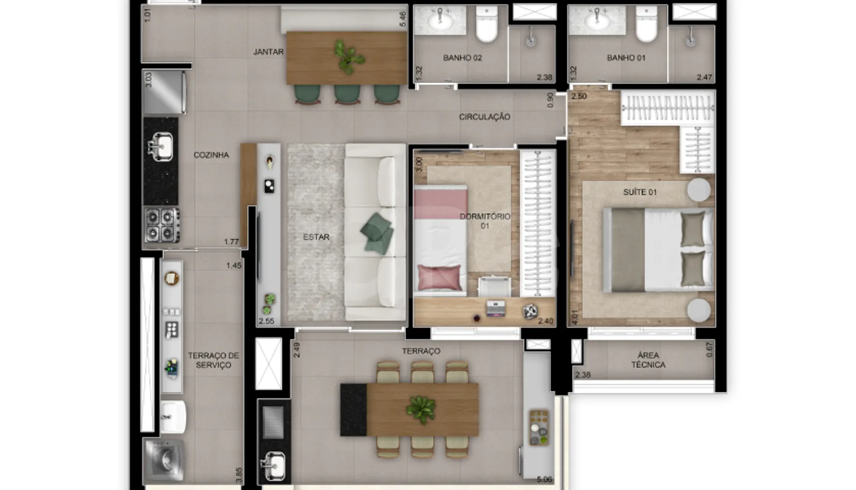 Planta — Apartamento 79 m²