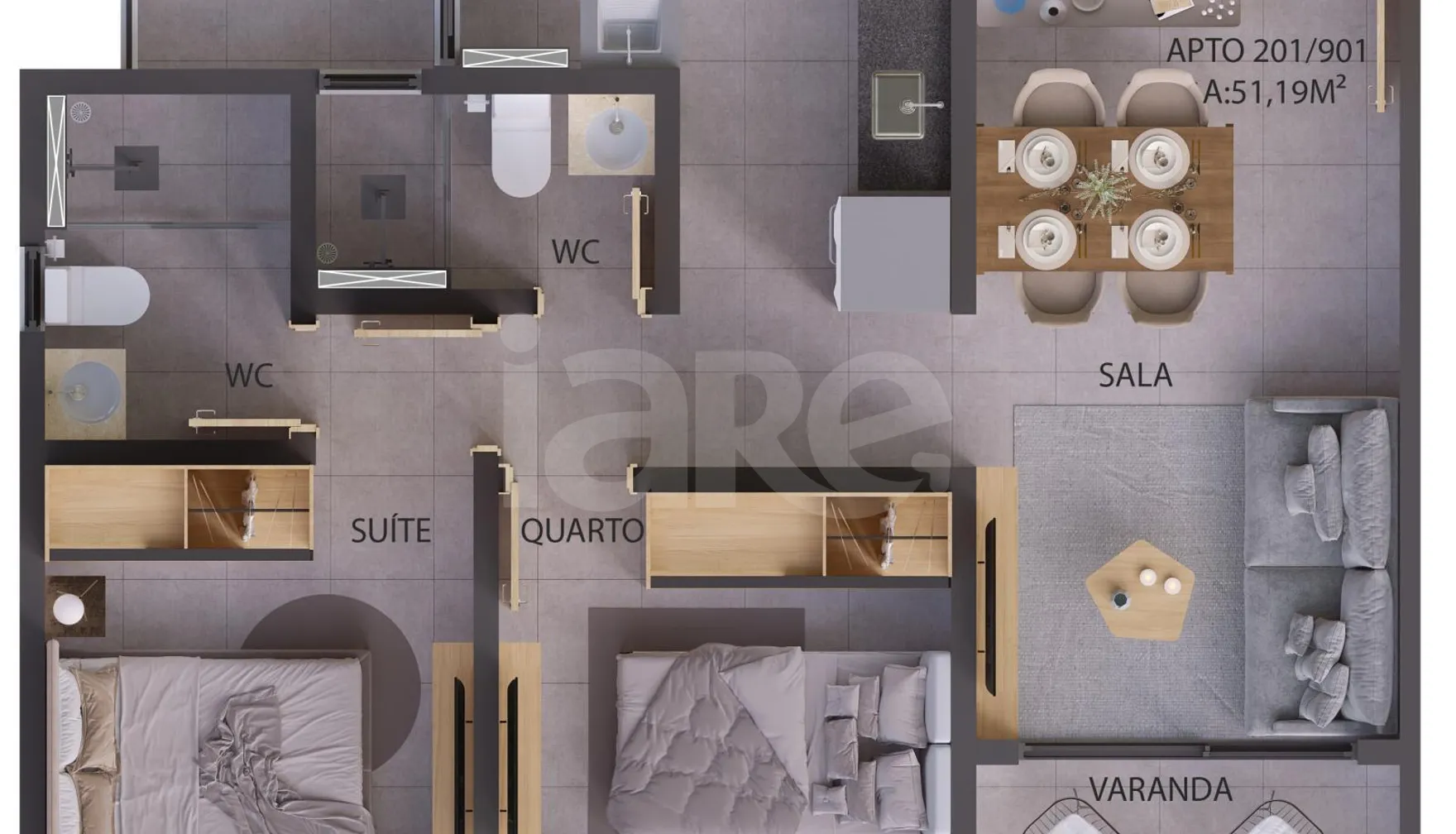 Planta — Apartamento 52,97 m²