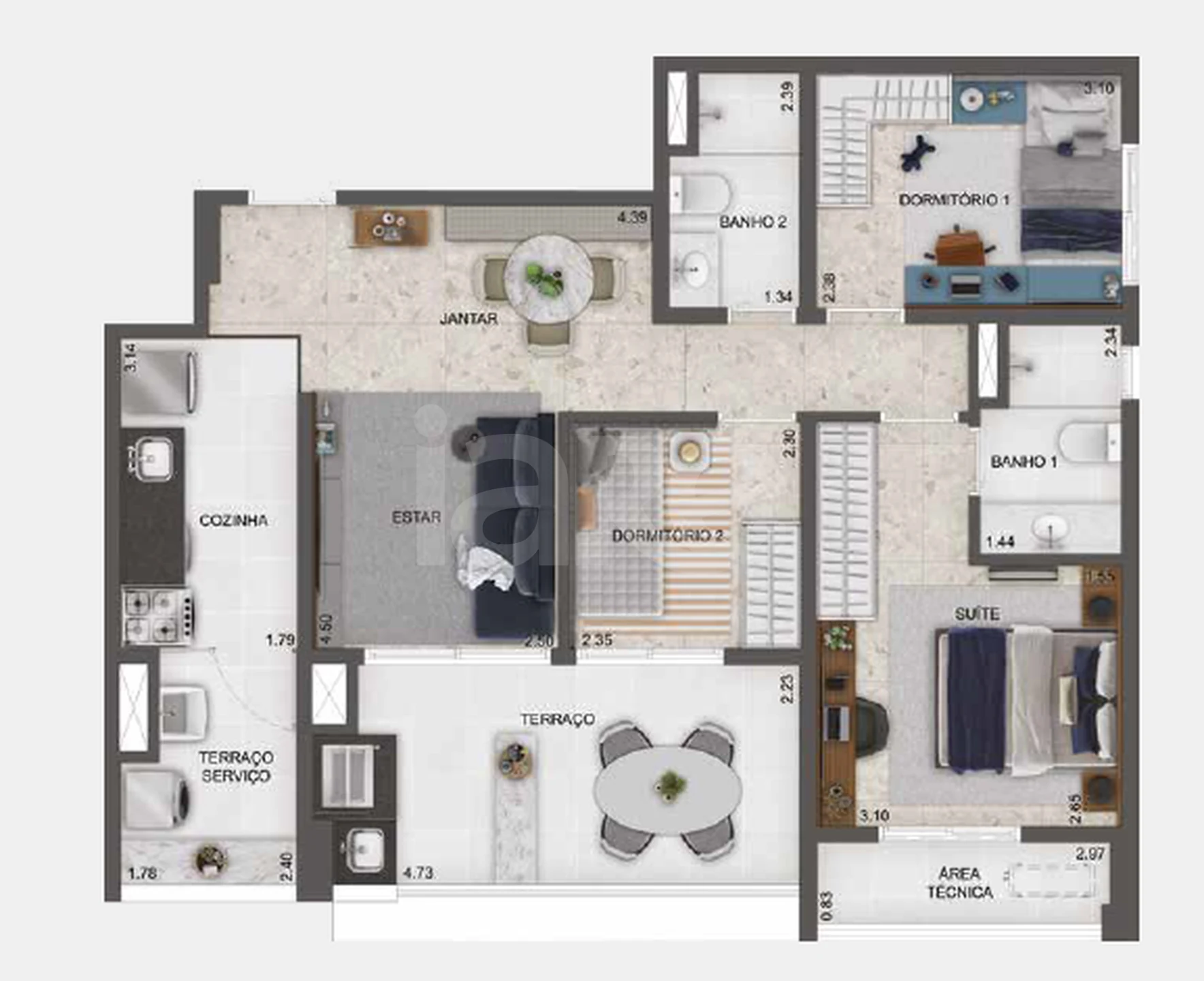 Planta — Apartamento 82,52 m²
