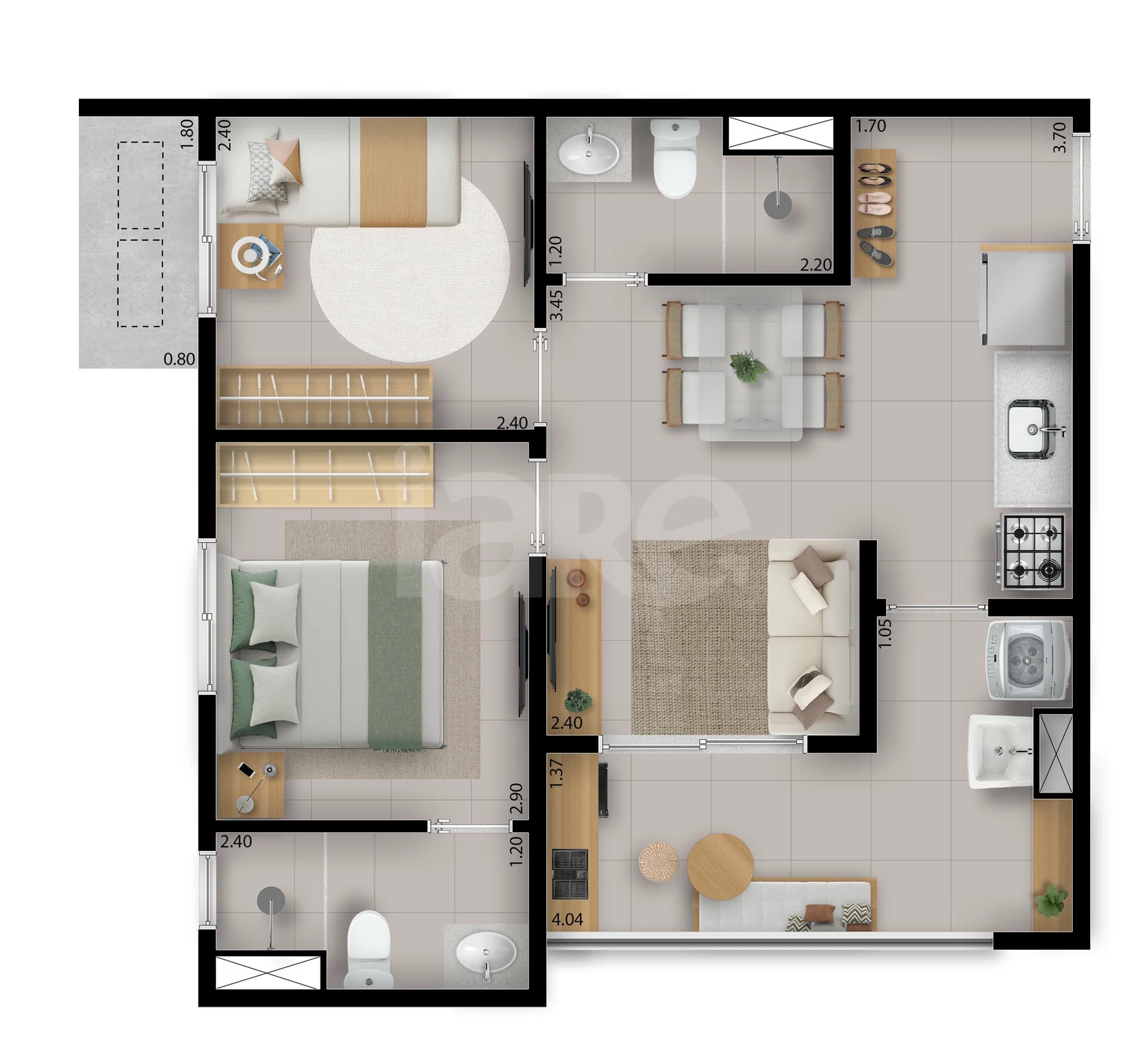 Planta — Apartamento 46,7 m²
