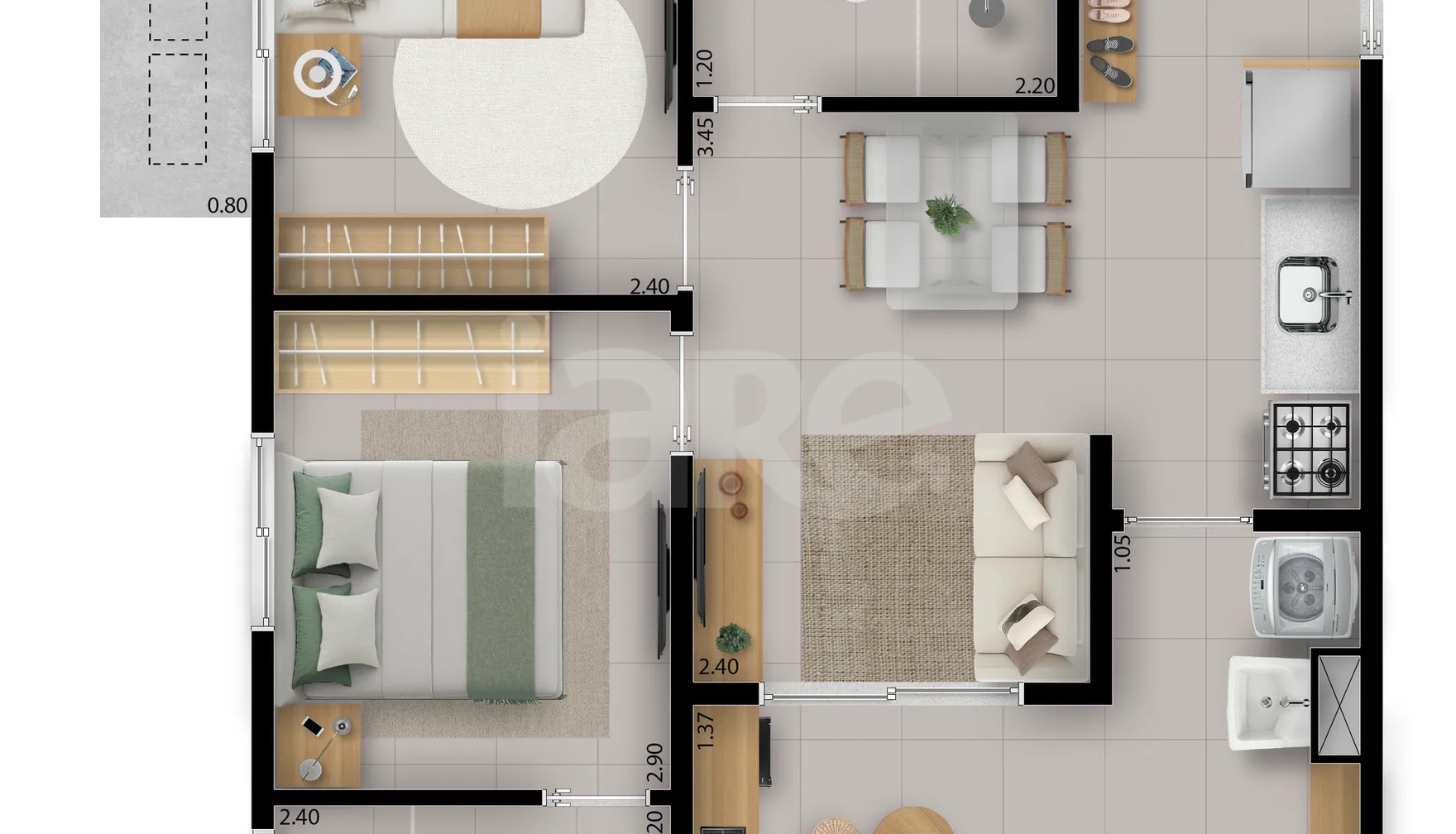 Planta — Apartamento 46,7 m²