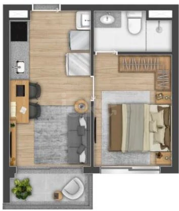 Planta — Apartamento 30,47 m²