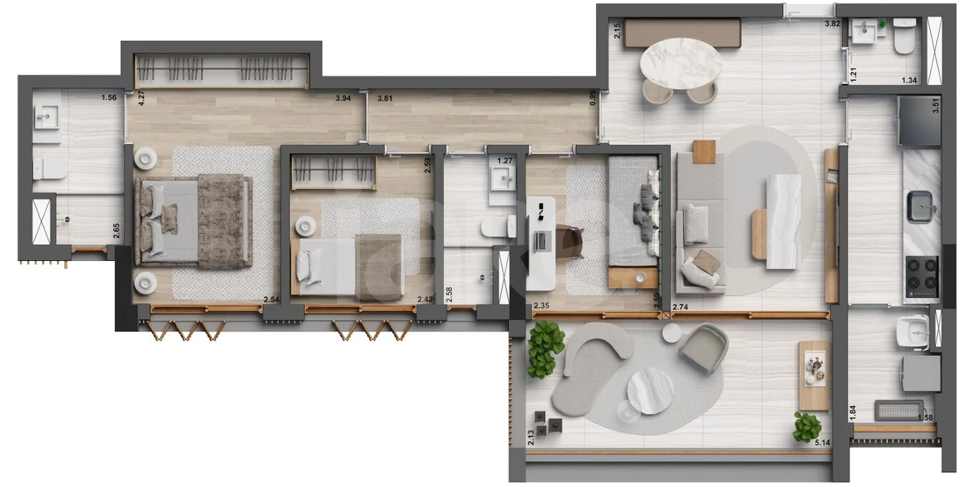 Planta — Apartamento 91,83 m²
