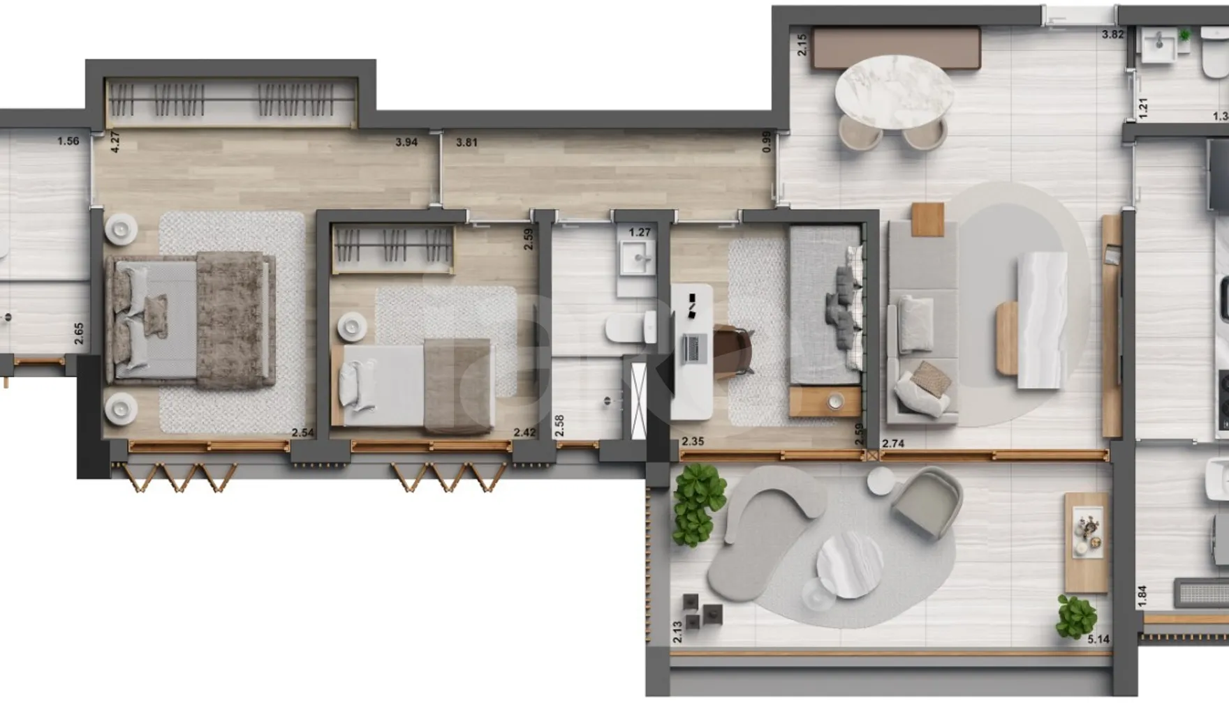 Planta — Apartamento 91,83 m²