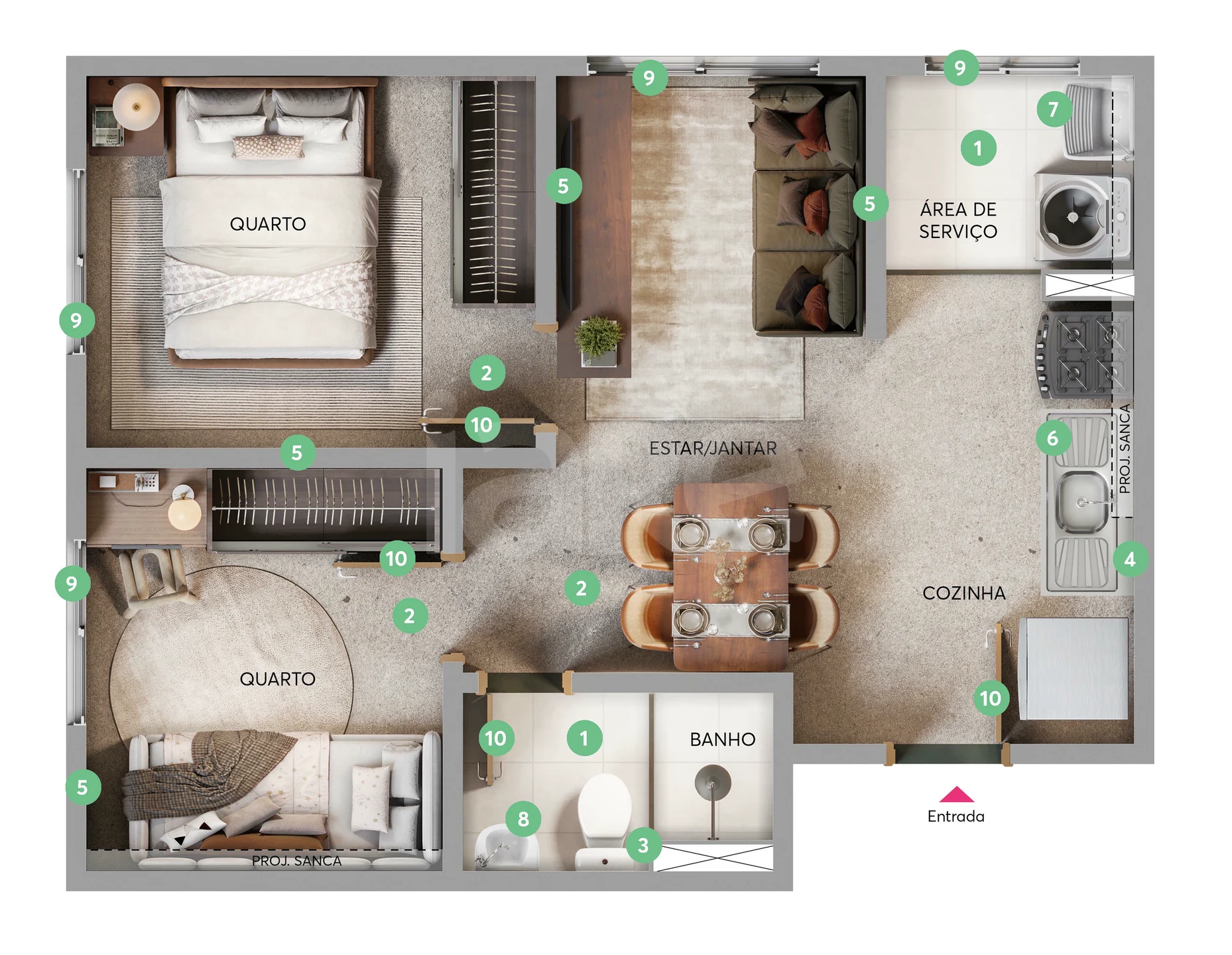 Planta — Apartamento 35,37 m²