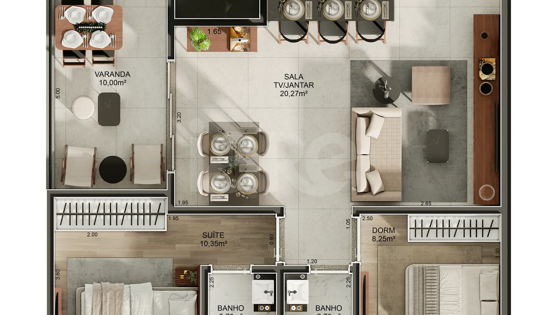 Planta — Apartamento 73,36 m²
