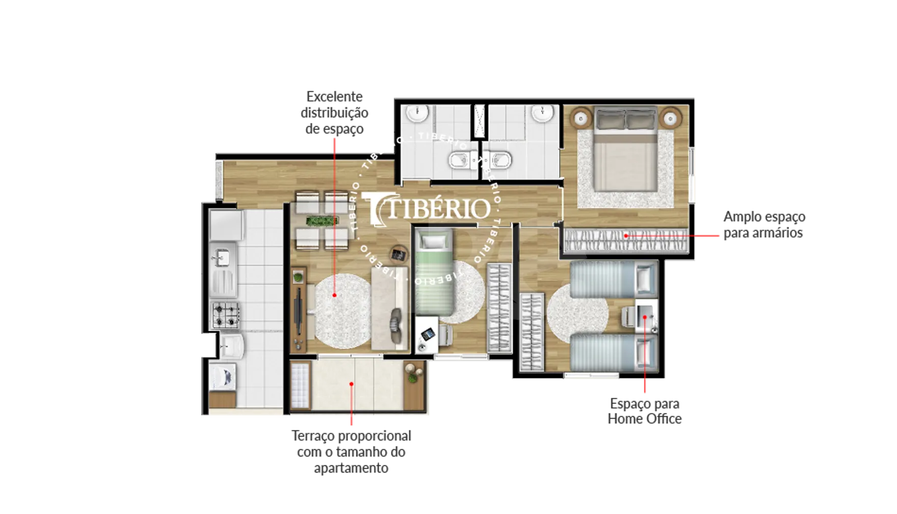 Planta — Apartamento 59,59 m²