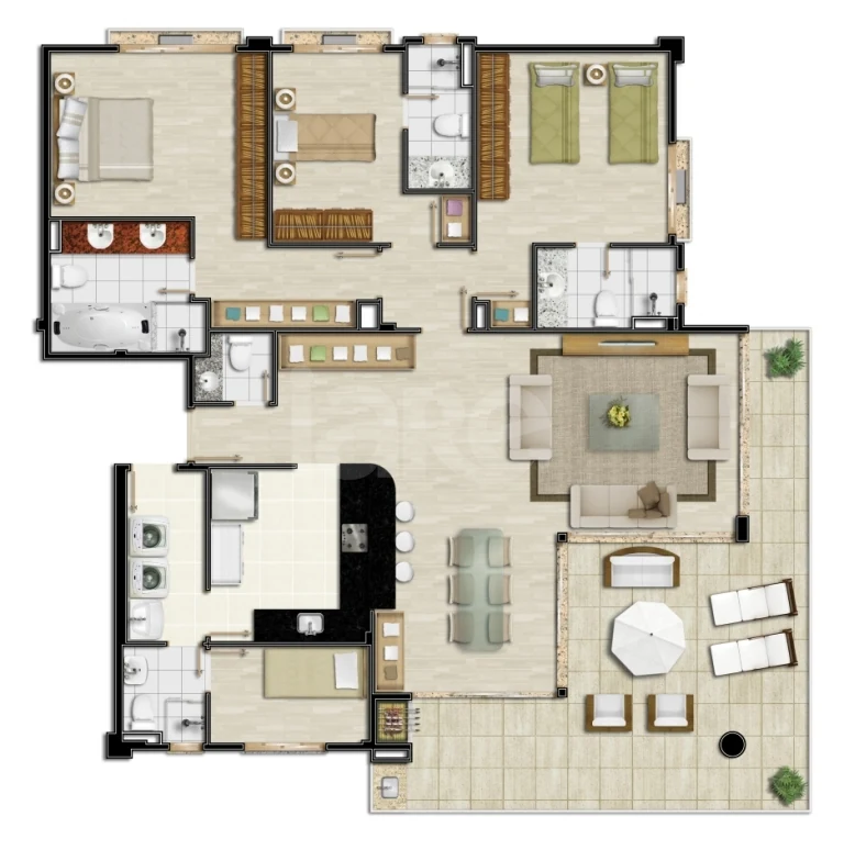 Planta — Apto. 3 Suítes