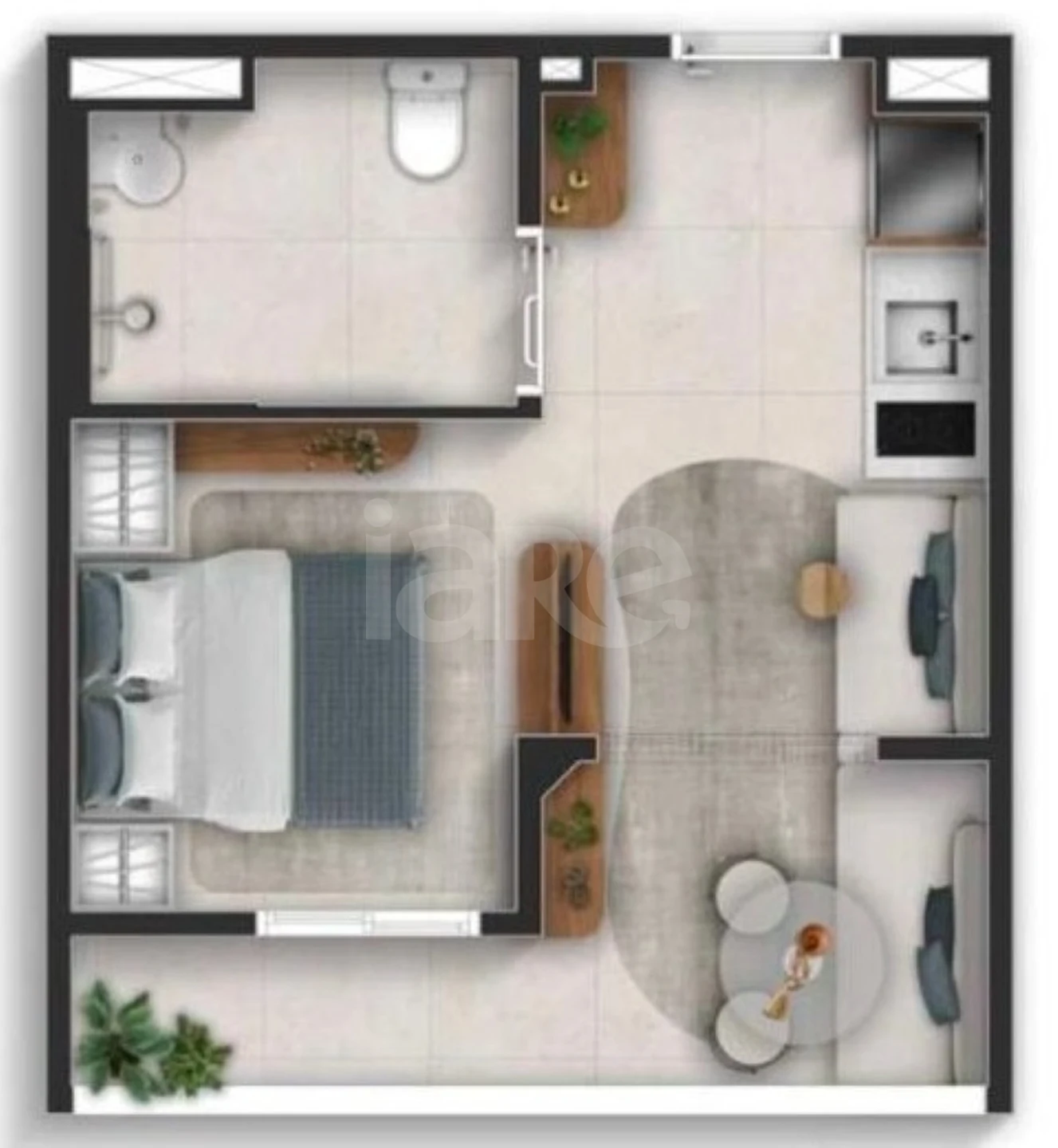 Planta — Studio 25,59 m²