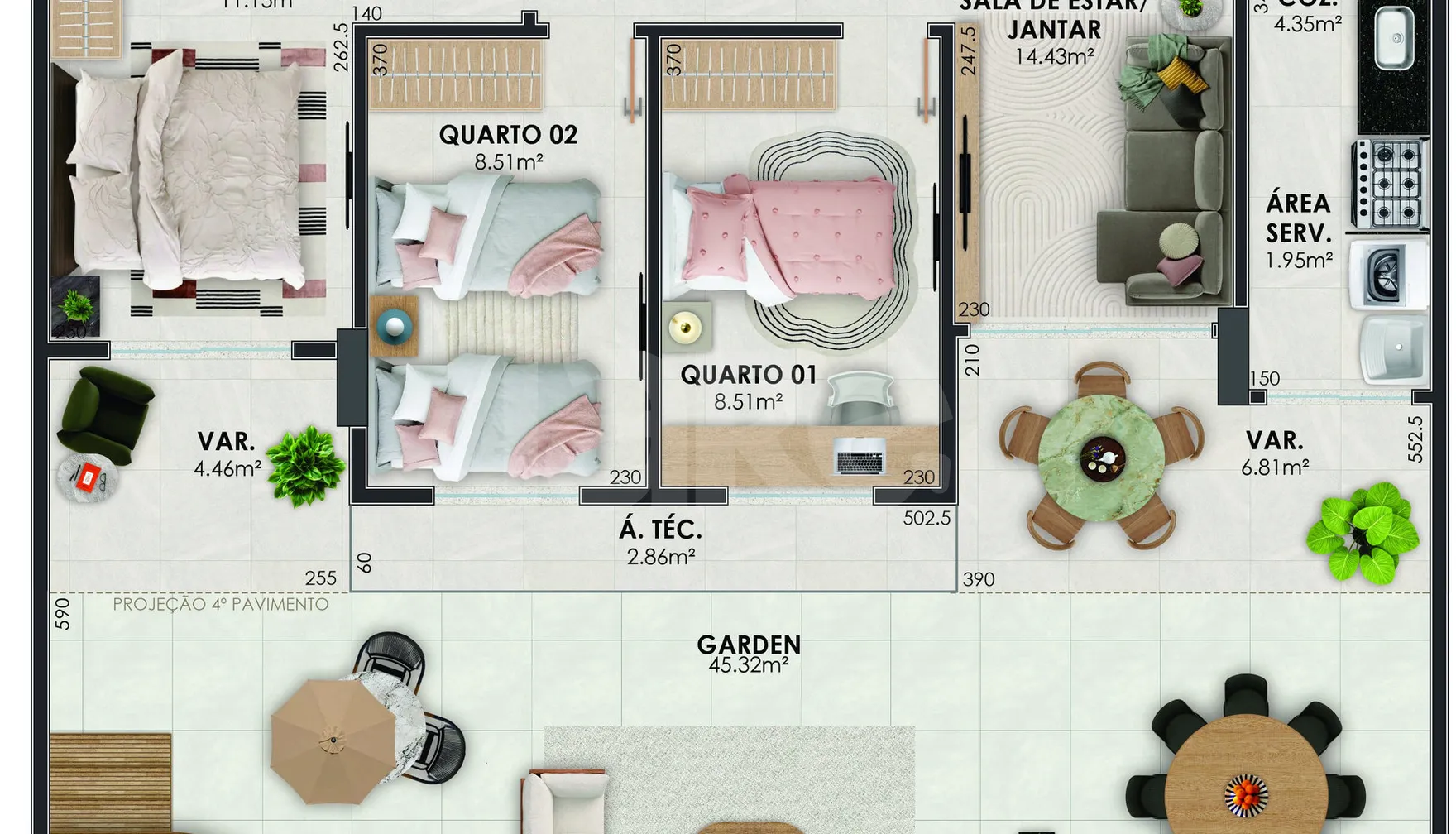 Planta — Garden 128,8 m²