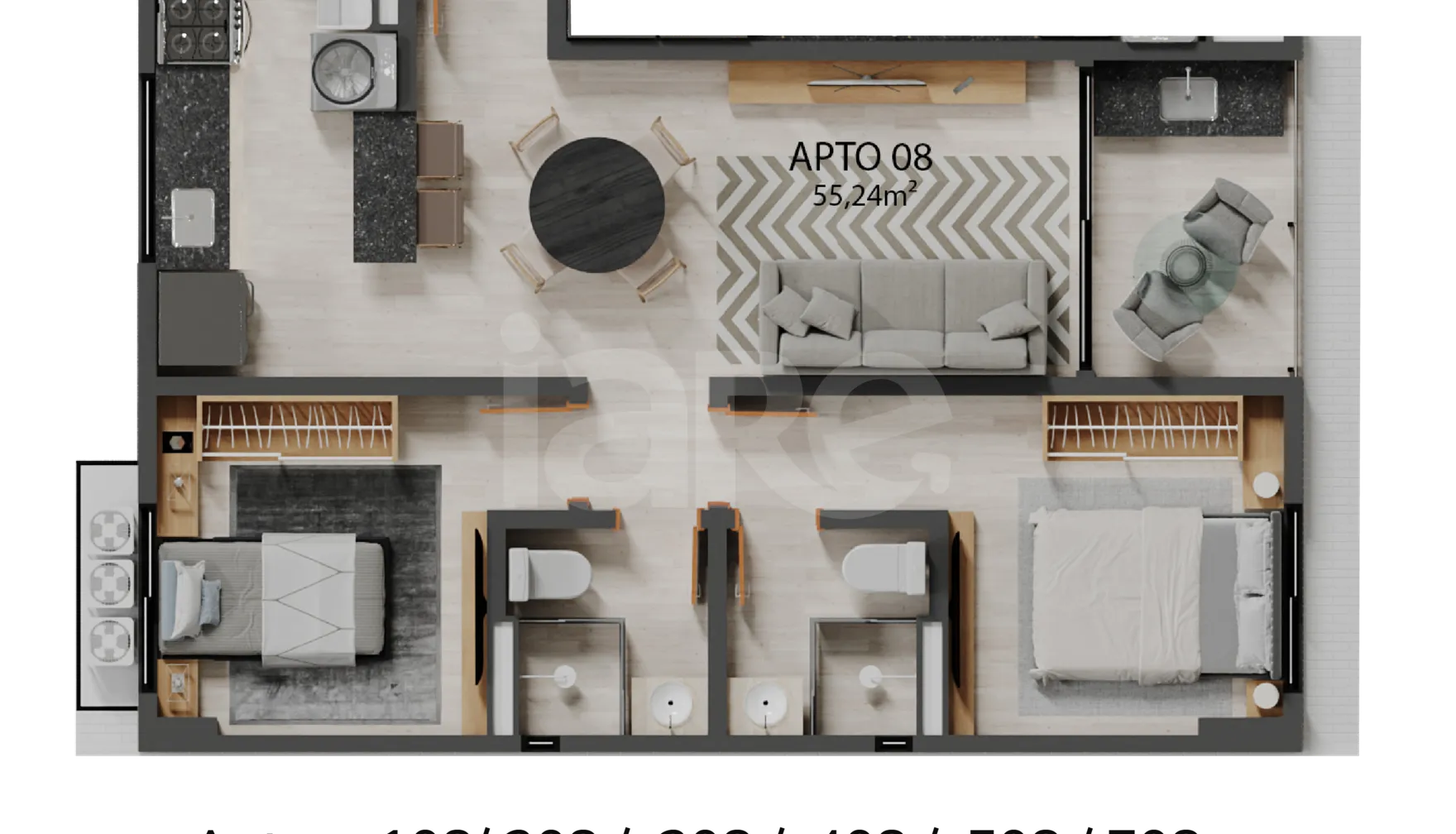 Planta — Apartamento 55,23 m²