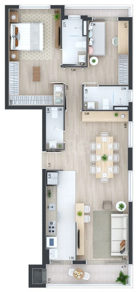 Planta — Apartamento 99,62 m²