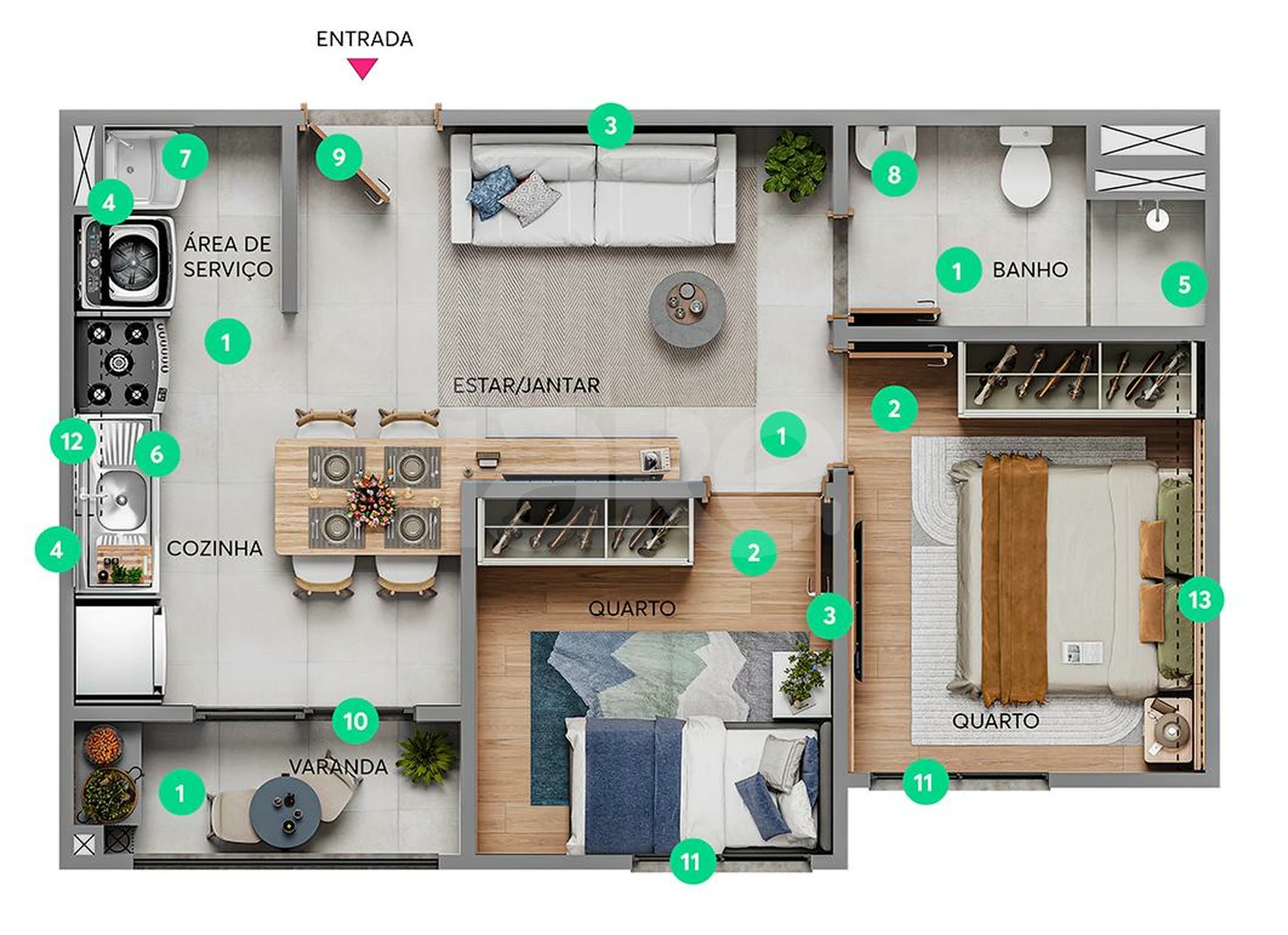Planta — Apartamento 37,69 m²