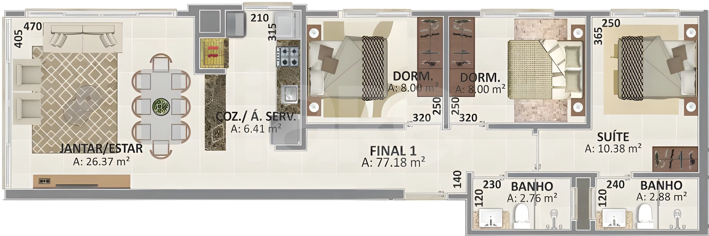 Planta — Apartamento 106,25 m²