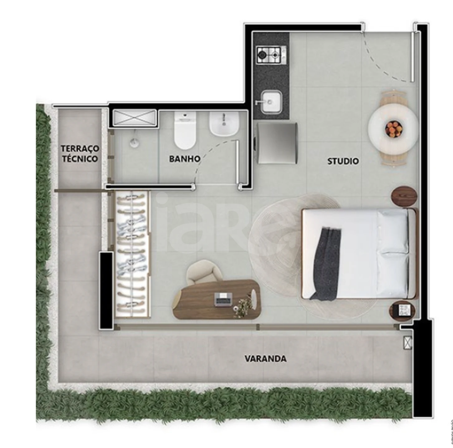 Planta — Studio 37,48 m²