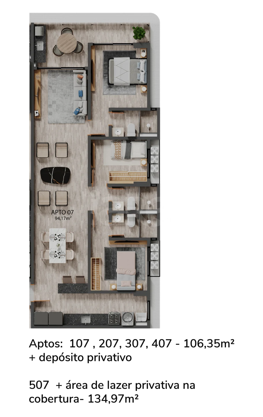 Planta — Apartamento 106,35 m²