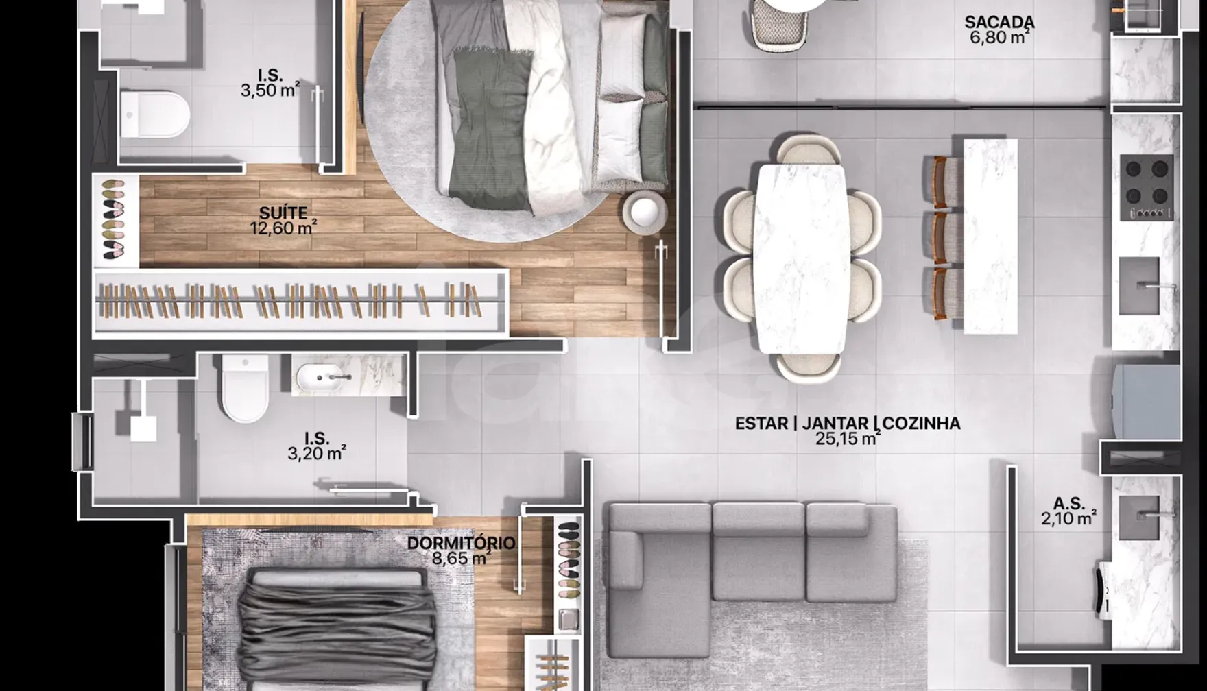 Planta — Apartamento 71,7 m²