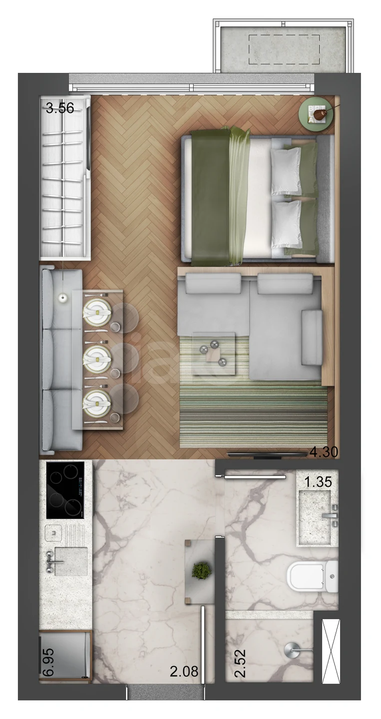 Planta — Studio 29,09 m²