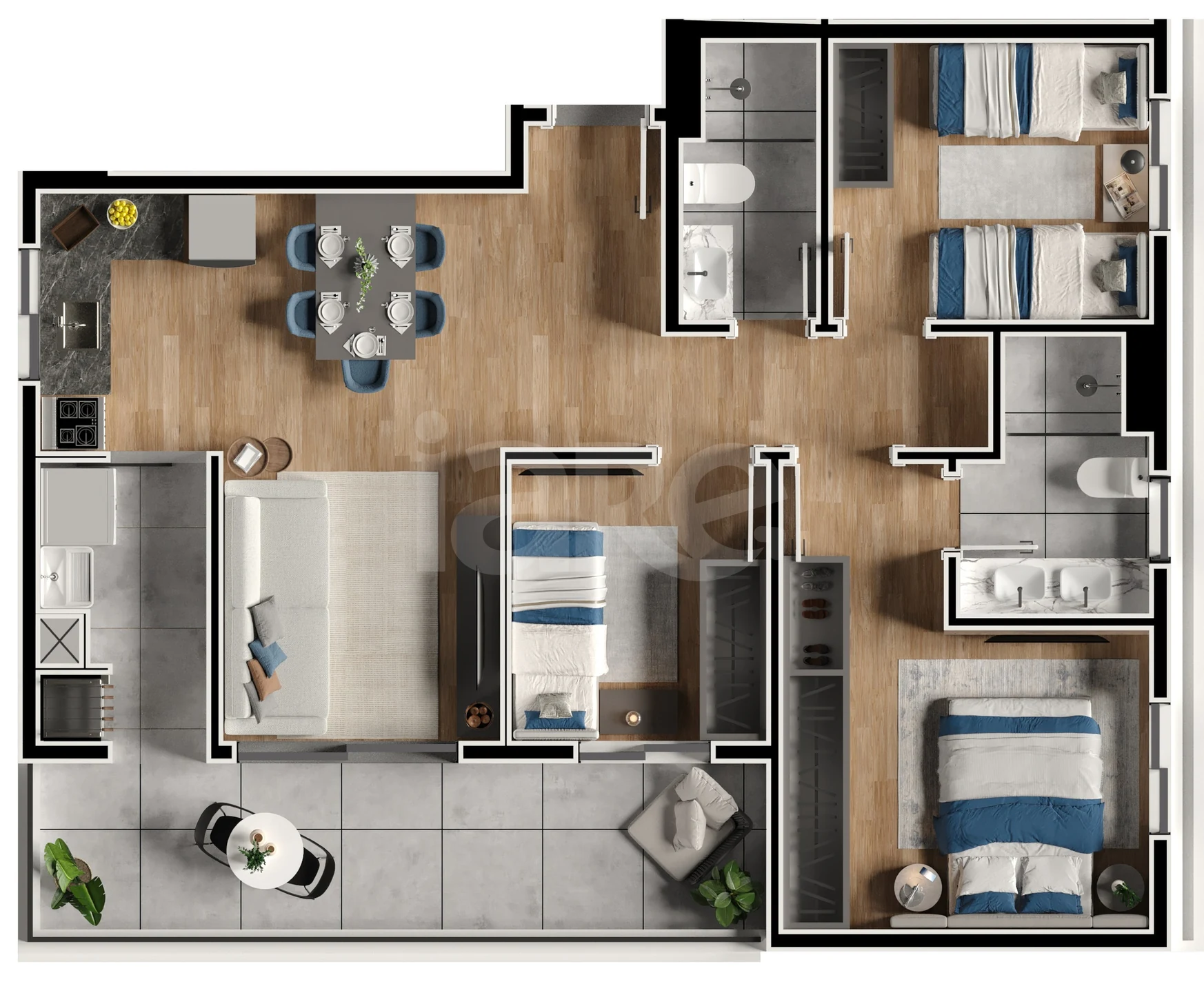 Planta — Apartamento 79,36 m²